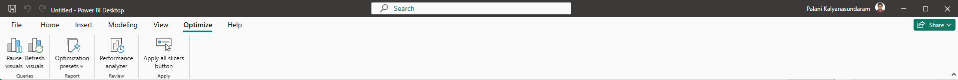 Power BI Optimize Tab Ribbon